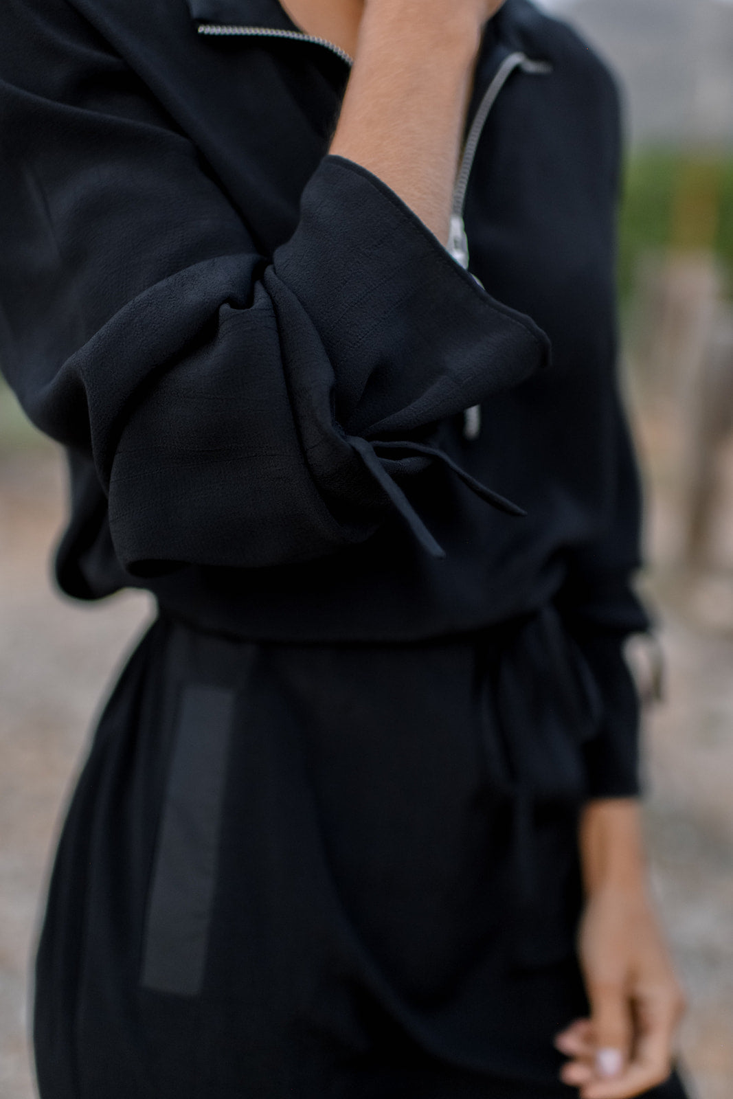 Schwarzes Kleid mit Reißverschluss Svantje