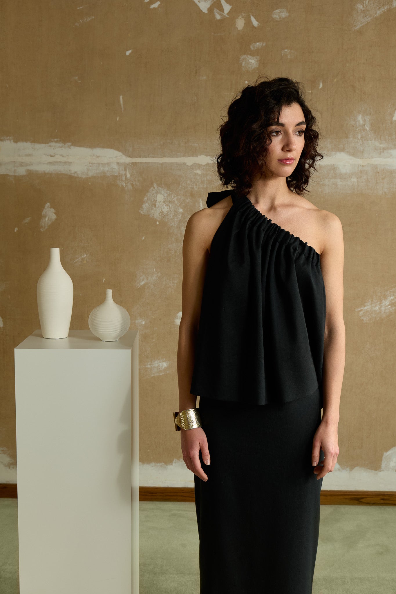 Asymmetrisches Top aus Leinen