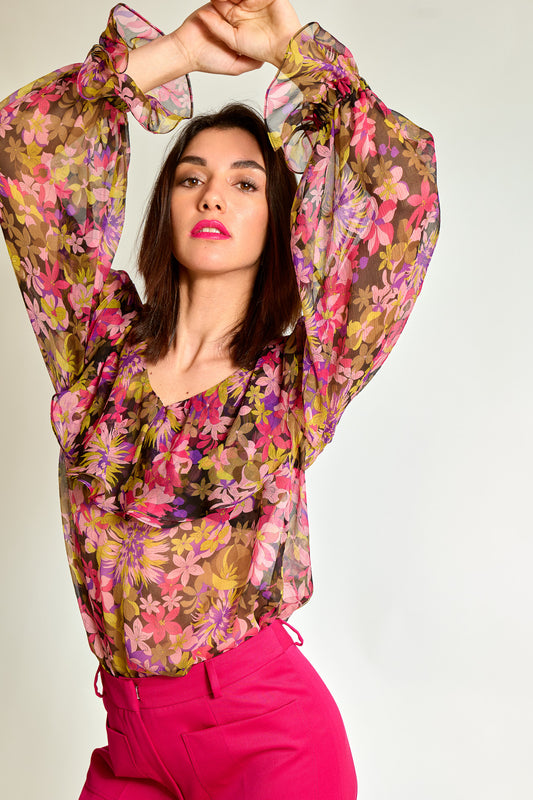 Florenz Seidenbluse mit Volants